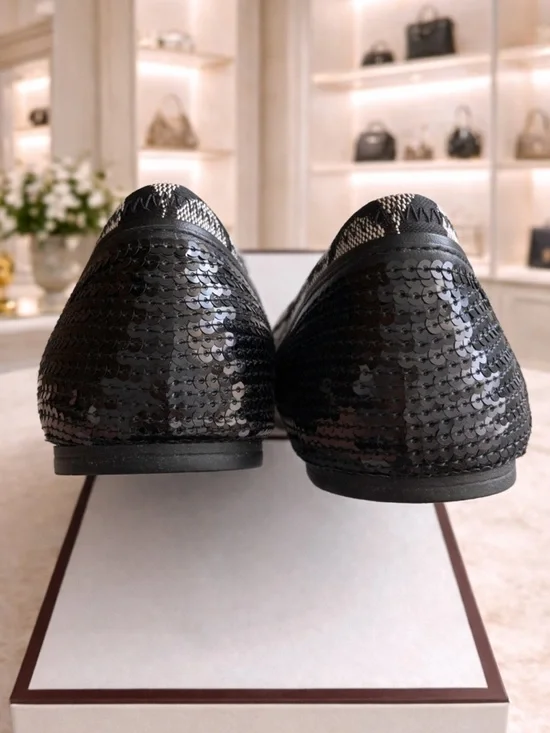 Coach Black/Grey Signature C Canvas & Sequins Ballet Flats Vintage 2009 6.5 EUC - Picture 6 of 12